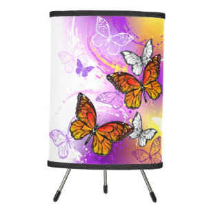 Monarch Butterflies on Purple Background Tripod Lamp