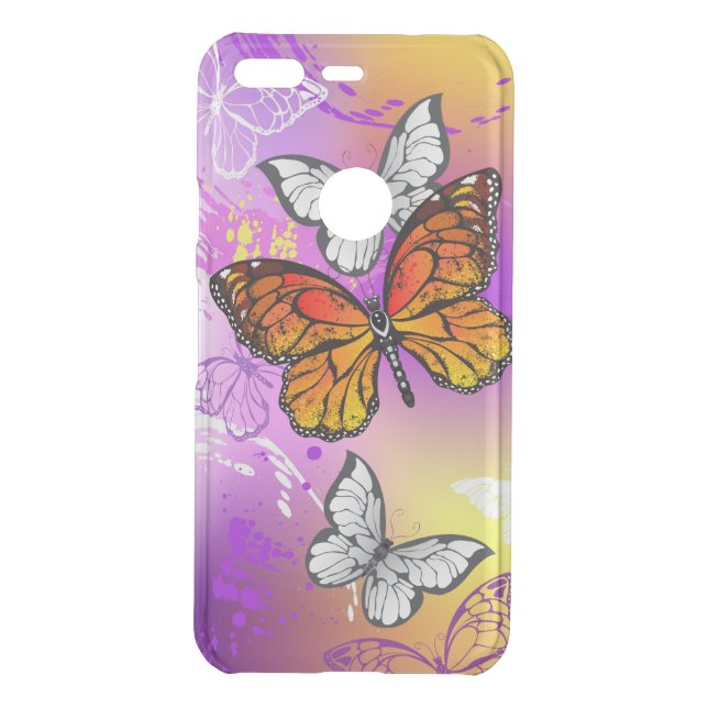 Monarch Butterflies on Purple Background Uncommon Google Pixel Case (Back)
