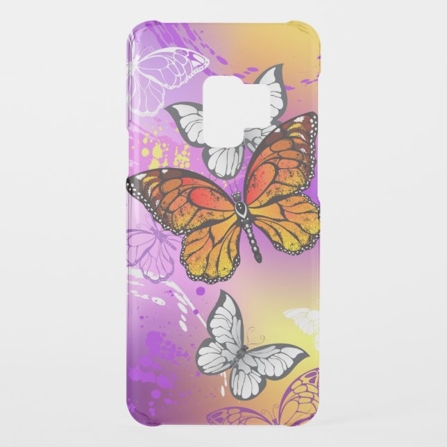 Monarch Butterflies on Purple Background Uncommon Samsung Galaxy Case (Back)