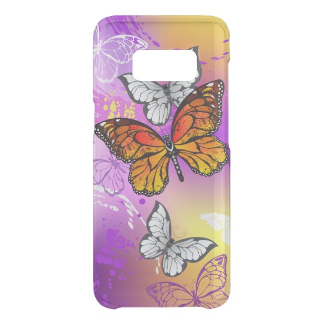 Monarch Butterflies on Purple Background Uncommon Samsung Galaxy Case (Back)