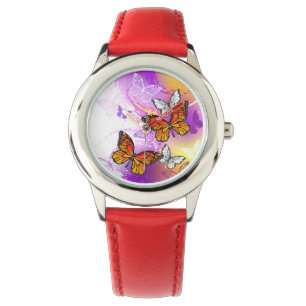 Monarch Butterflies on Purple Background Watch