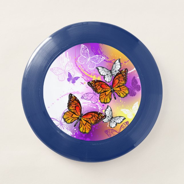 Monarch Butterflies on Purple Background Wham-O Frisbee (Front)