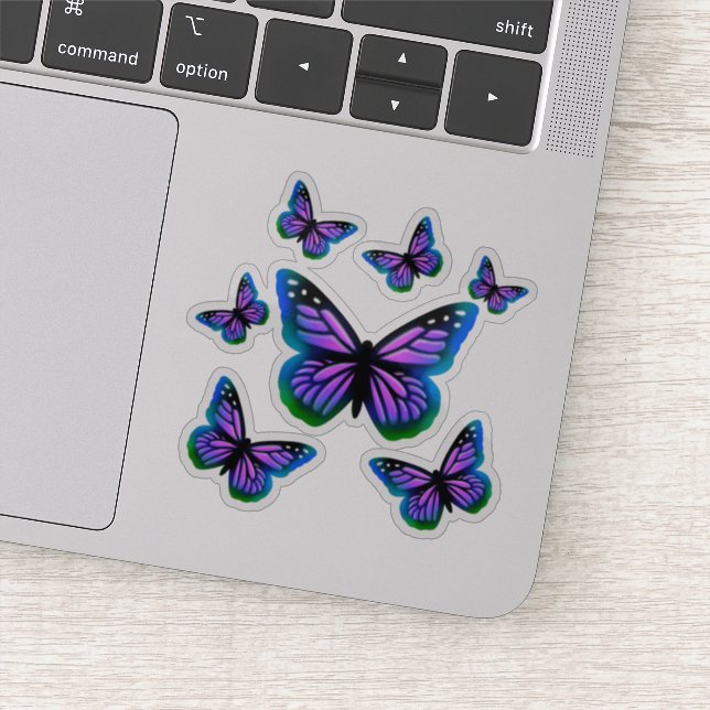 Monarch butterflies | purple pink blue butteries sticker (Detail)
