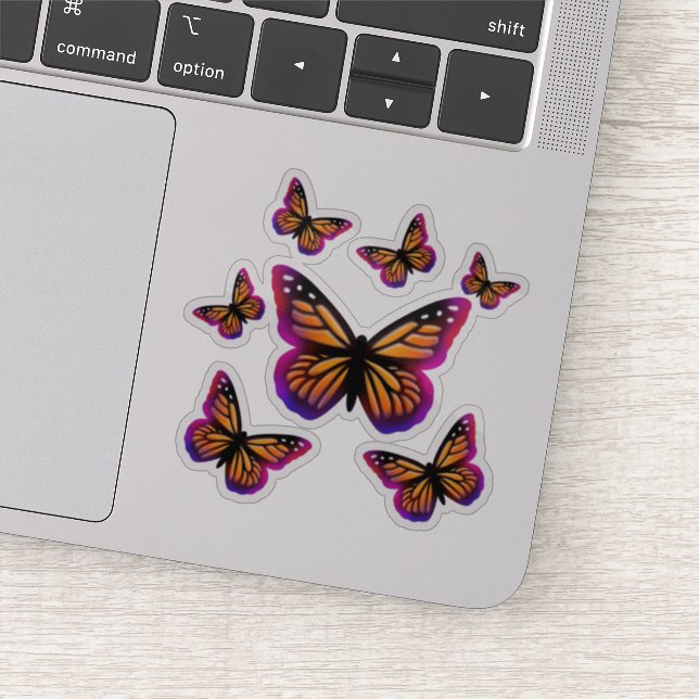 Monarch butterflies | purple pink butteries sticker (Detail)