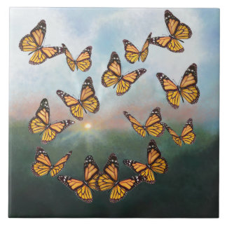 Monarch Butterflies Welcome Dawn Ceramic Tile
