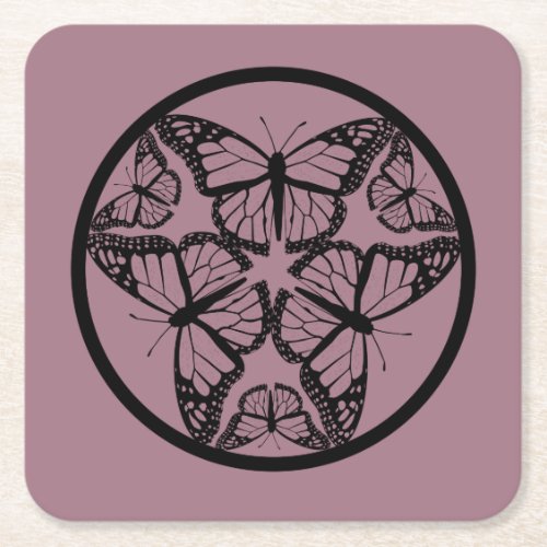 Monarch Butterflies _ Wildlife Circle Series Square Paper Coaster