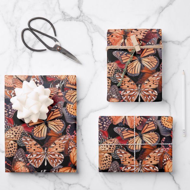 Monarch Butterflies Wrapping Paper Sheets (Front)