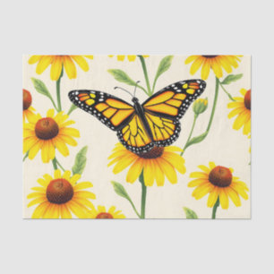 Monarch Butterflies Yellow Daisies Pattern Tissue Paper