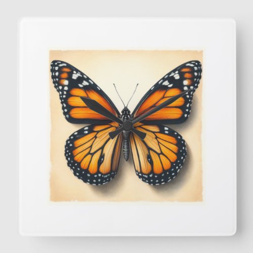 Monarch butterfly 060624IREF107 _ Watercolor Square Wall Clock