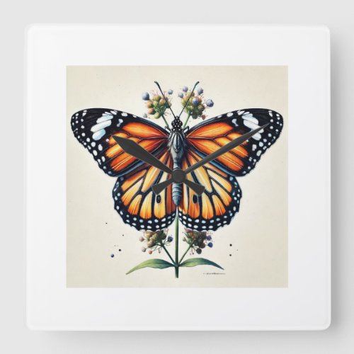 Monarch butterfly 150624IREF111 _ Watercolor Square Wall Clock