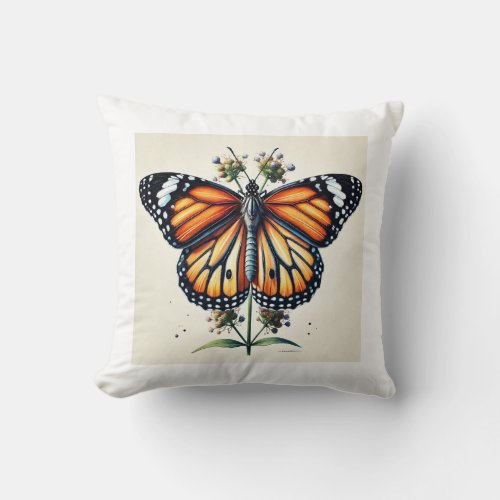 Monarch butterfly 150624IREF111 _ Watercolor Throw Pillow