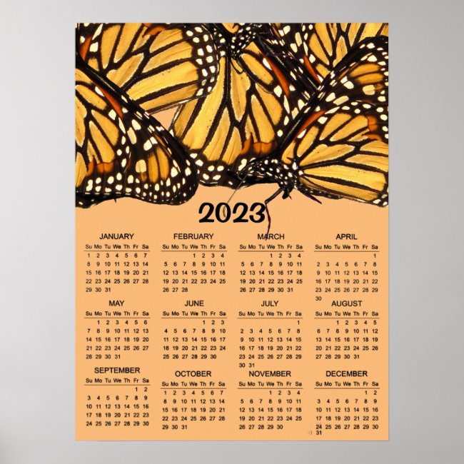Monarch Butterfly 2023 Animal Calendar Poster