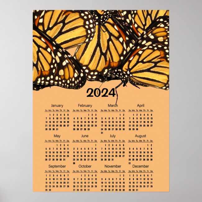 Monarch Butterfly 2024 Animal Calendar Poster