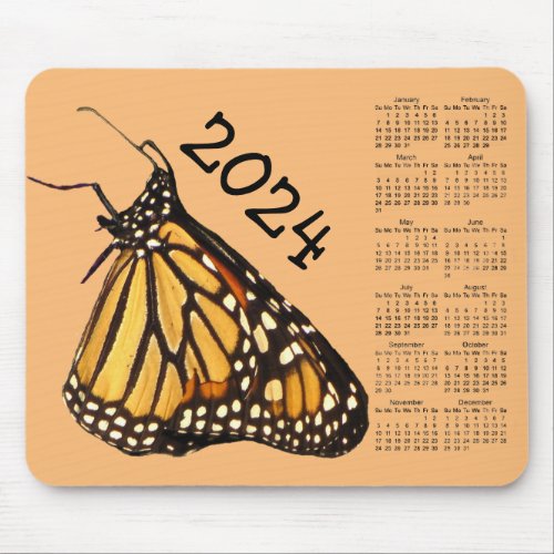 Monarch Butterfly 2024 Animal Nature Calendar    Mouse Pad