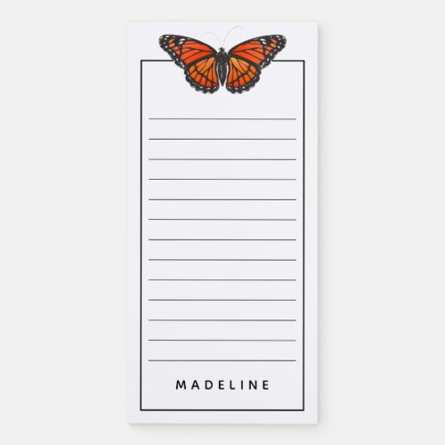 Monarch Butterfly  Add Your Name Magnetic Notepad
