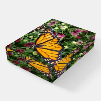 Monarch Butterfly among Flowers Paperweight
