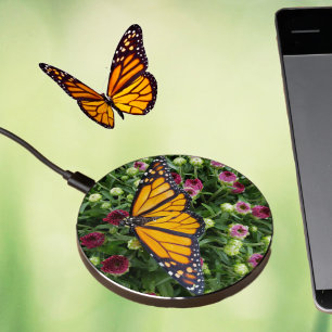 Monarch Butterfly among Flowers Photographic Wireless Charger