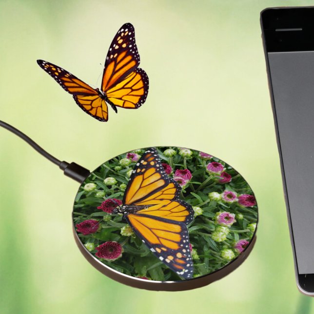 Monarch Butterfly among Flowers Photographic Wireless Charger (Creator Uploaded)
