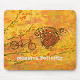 monarch butterfly and bicycle art mouse pad