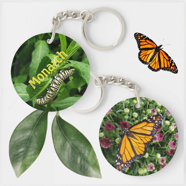 Monarch Butterfly and Caterpillar Photographic Keychain (Creator Uploaded)