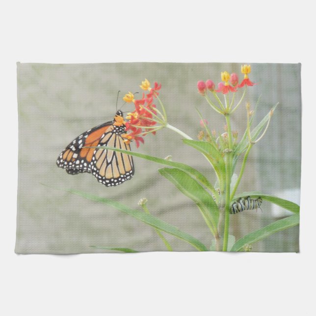 Monarch Butterfly and Caterpillar Towel (Horizontal)