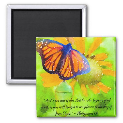 Monarch Butterfly and Chrysalis Philippians 16 Magnet
