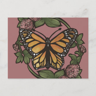 Monarch Butterfly and Clover                       Postcard