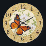 Monarch Butterfly And Dogwood Flowers Clock<br><div class="desc">Add a truly unique touch to your home with a fashionable new decorative clock. Clocks can help add a touch of personal style and functional flair to your home. It is easy to create a room with that little extra punch of personality. These days, a wall clock is more a...</div>