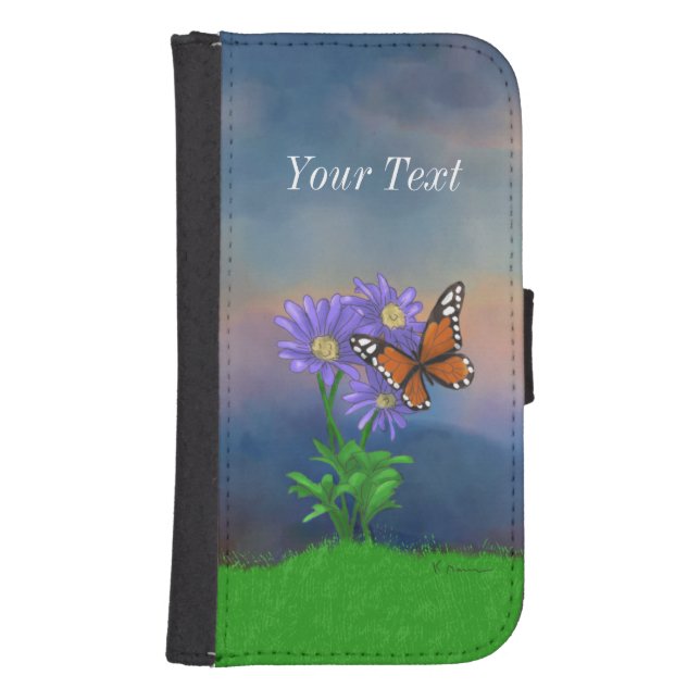 Monarch Butterfly and Flowers Samsung Galaxy Wallet Case (Front)