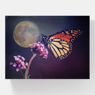 Monarch Butterfly and Full Moon Fall Autumn Paperweight