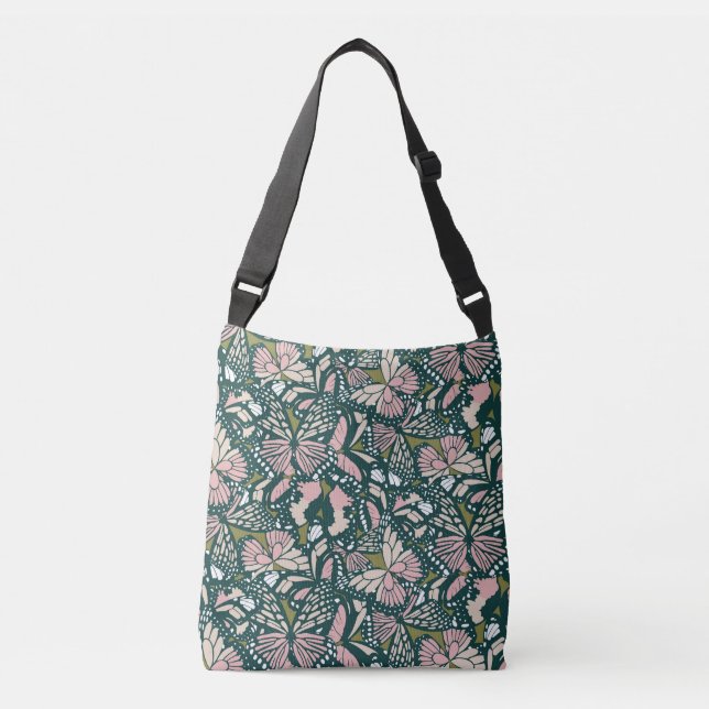 Monarch butterfly animal print 3 crossbody bag (Front)