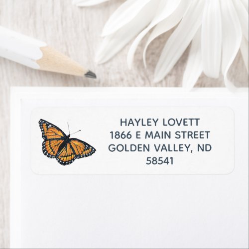 Monarch Butterfly Art Return Address Label