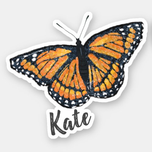 Monarch Butterfly Artwork with Name Sticker