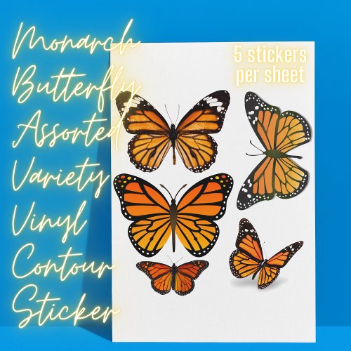 Monarch Butterfly Assorted Variety Vinyl Contour  Sticker