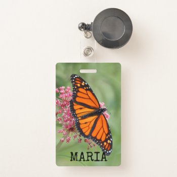 Monarch Butterfly Badge by CarriesCamera at Zazzle