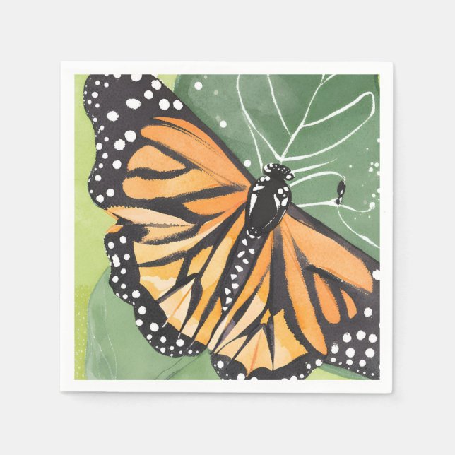 Monarch Butterfly | Beautiful Watercolor Napkins (Front)