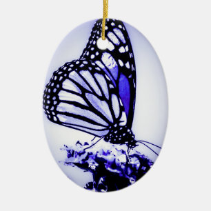 Monarch Butterfly, Blue - Ceramic Ornament