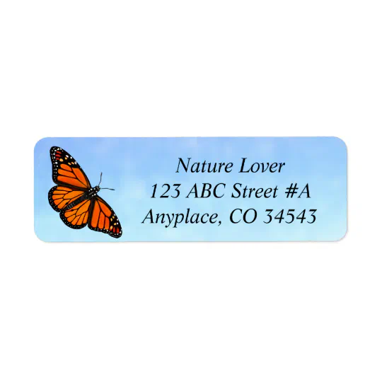 30 Custom Yellow Monarch Butterfly Personalized Address Labels 