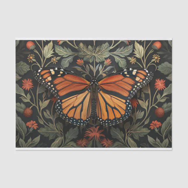 Monarch Butterfly Botanical Decoupage Tissue Paper | Zazzle