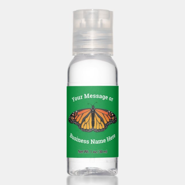 Monarch Butterfly Business Logo Name Message Hand Sanitizer (Front)