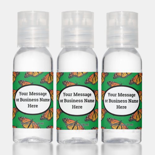 Monarch Butterfly Business Logo Name Message Hand Sanitizer