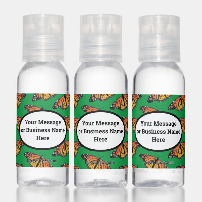 Monarch Butterfly Business Logo Name Message Hand Sanitizer (Set)