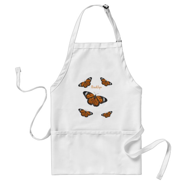 Monarch butterfly cartoon illustration  adult apron (Front)