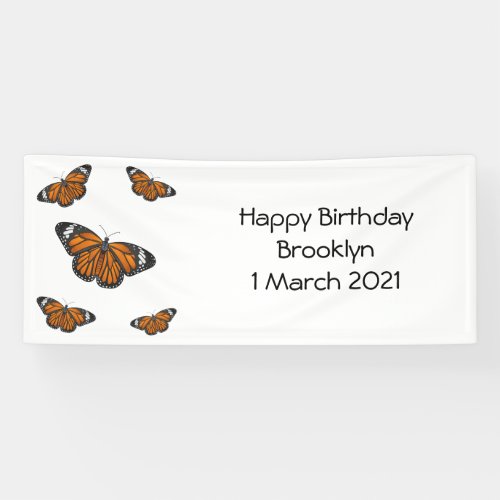 Monarch butterfly cartoon illustration banner