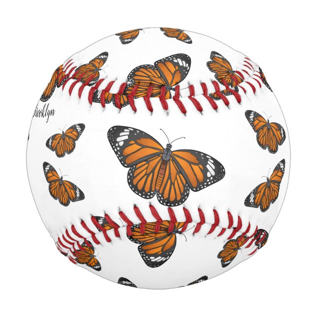 Monarch butterfly cartoon illustration baseball (Front)