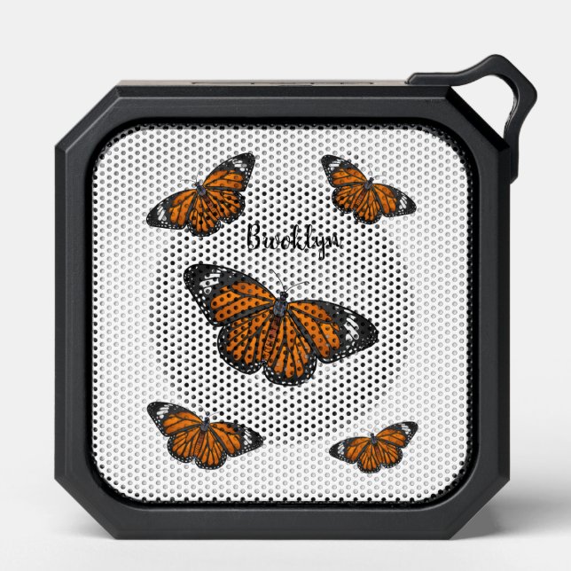 Monarch butterfly cartoon illustration bluetooth speaker (Front)