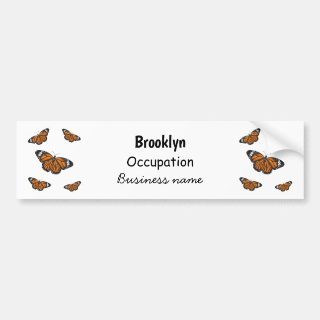 Monarch butterfly cartoon illustration bumper sticker (Front)