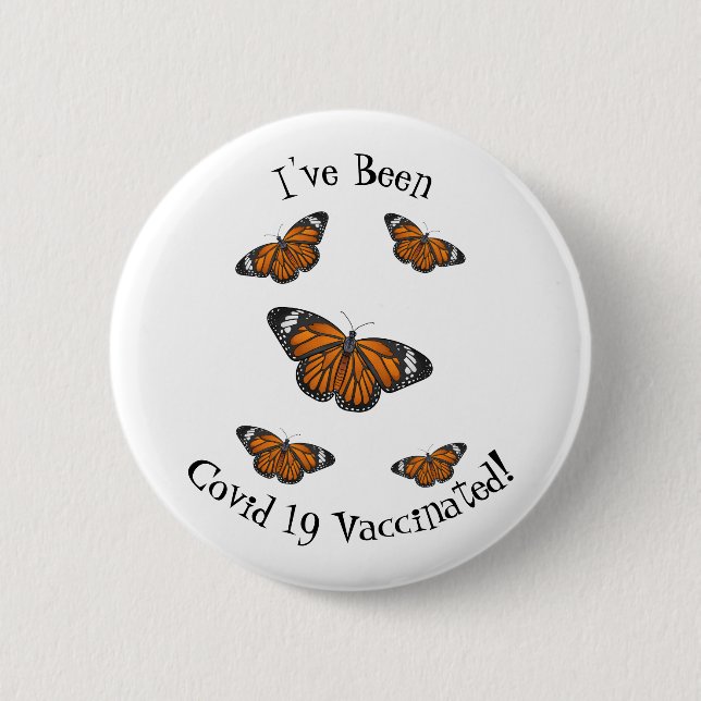 Monarch butterfly cartoon illustration button (Front)