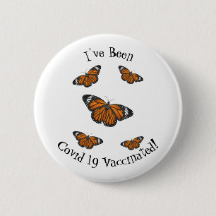 Monarch butterfly cartoon illustration button