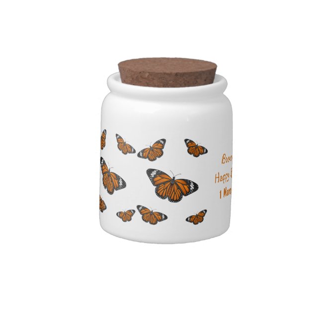 Monarch butterfly cartoon illustration  candy jar (Left)